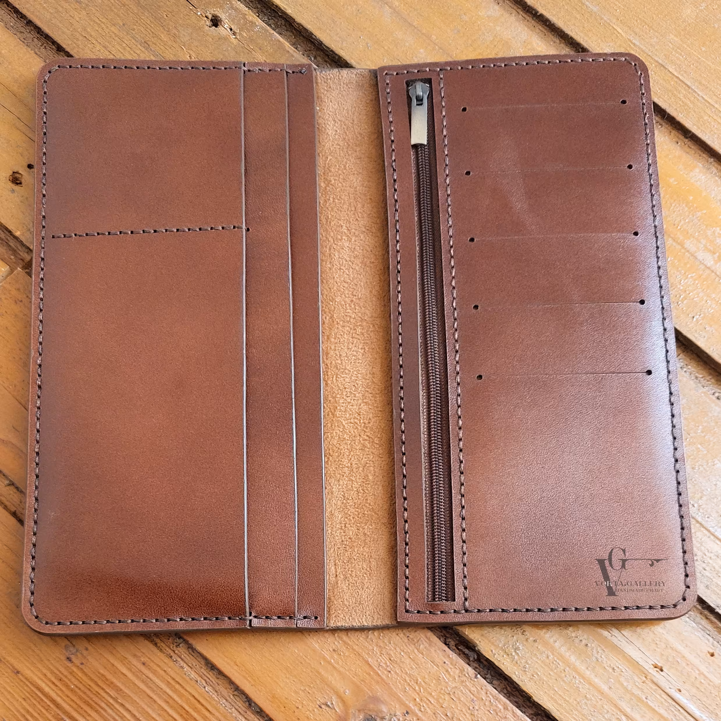 کیف پول کتی مردانه چرم طبیعی دست دوز