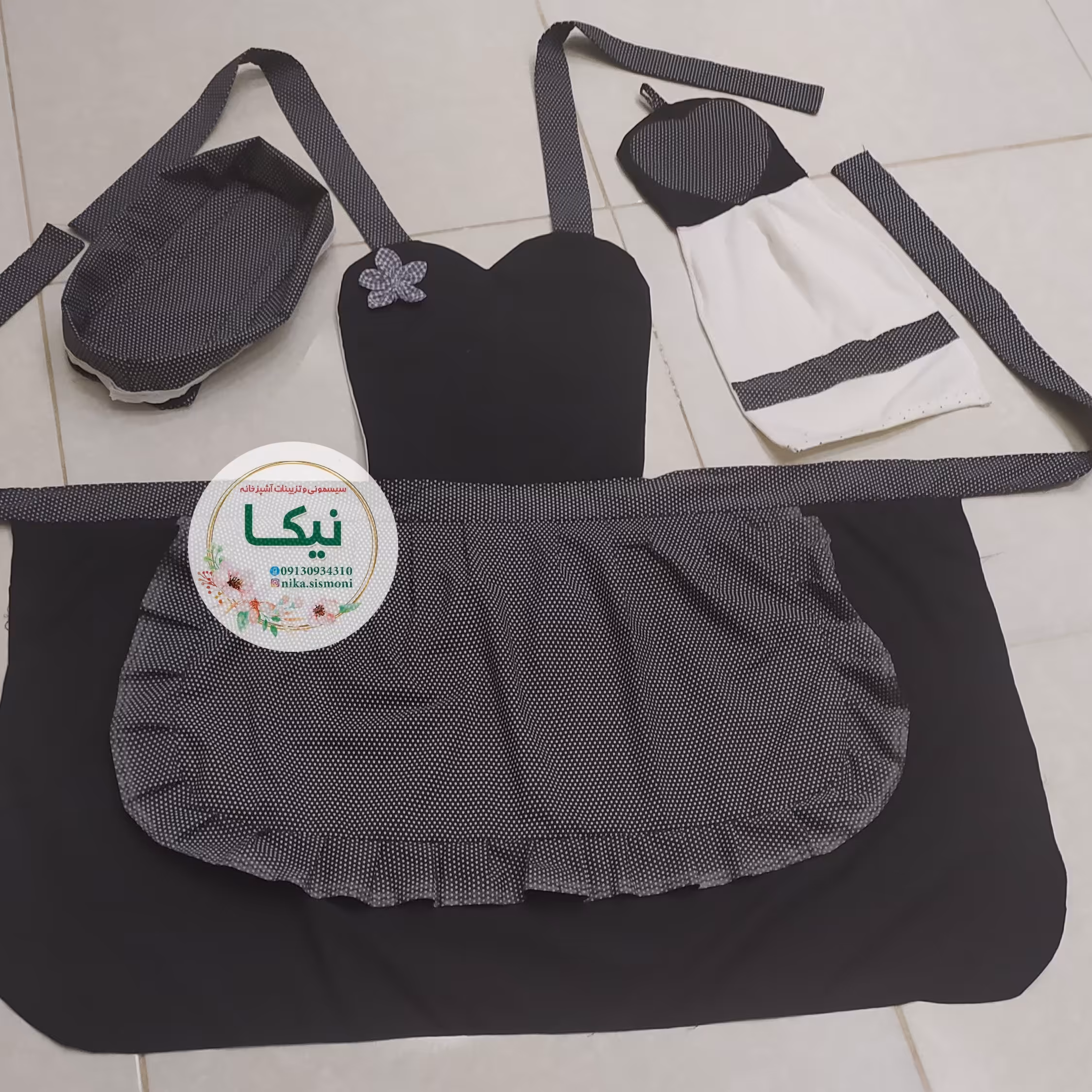 پیش بند دو دامنه لایه ضد اب داخل سینه .بندا قابل تنظیم سایز 