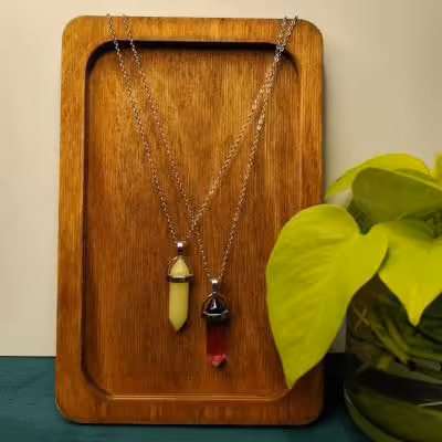 گردنبند منشور شب تاب و هفت رنگ استیل زنانه مردانه