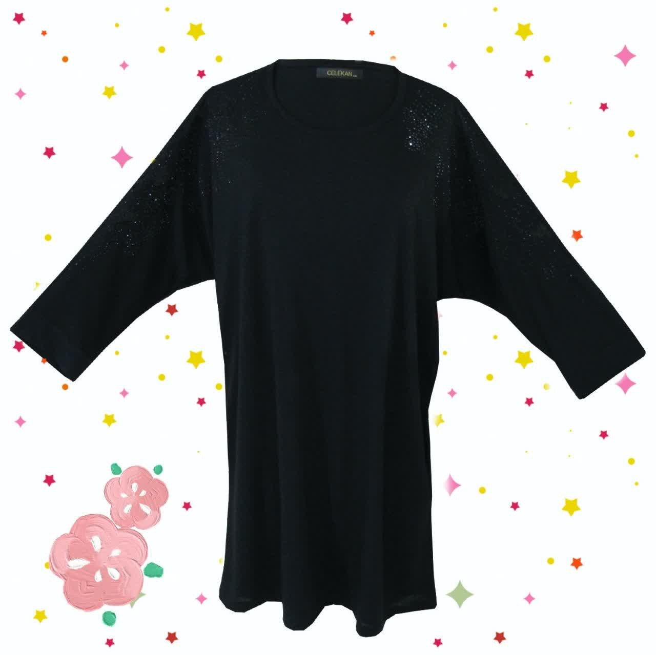 تونیک استین سه ربع زنانه در دو سایز 2XL و3XL رنگ مشکی