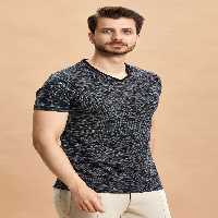 تی شرت مشکی مردانه V NECK T سیاه اسمایل SMILE