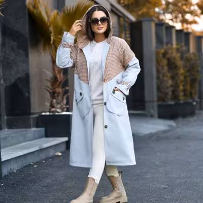 پالتو کلاهدار ترکیبی مدل ژینو