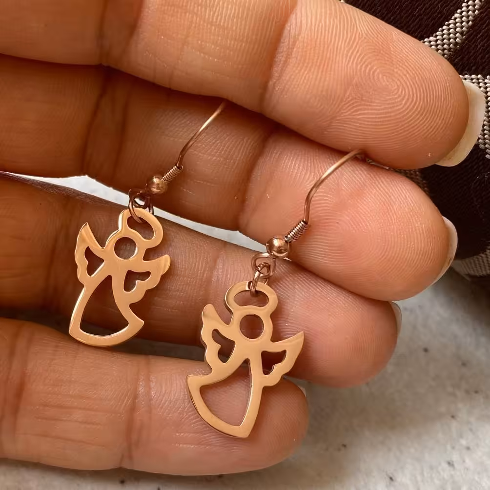 گوشواره استیل رنگ ثابت مدل آنجل