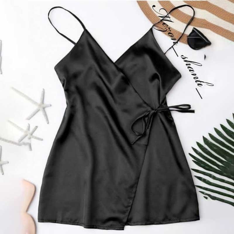 پیراهن کوتاه گره ای ساتن