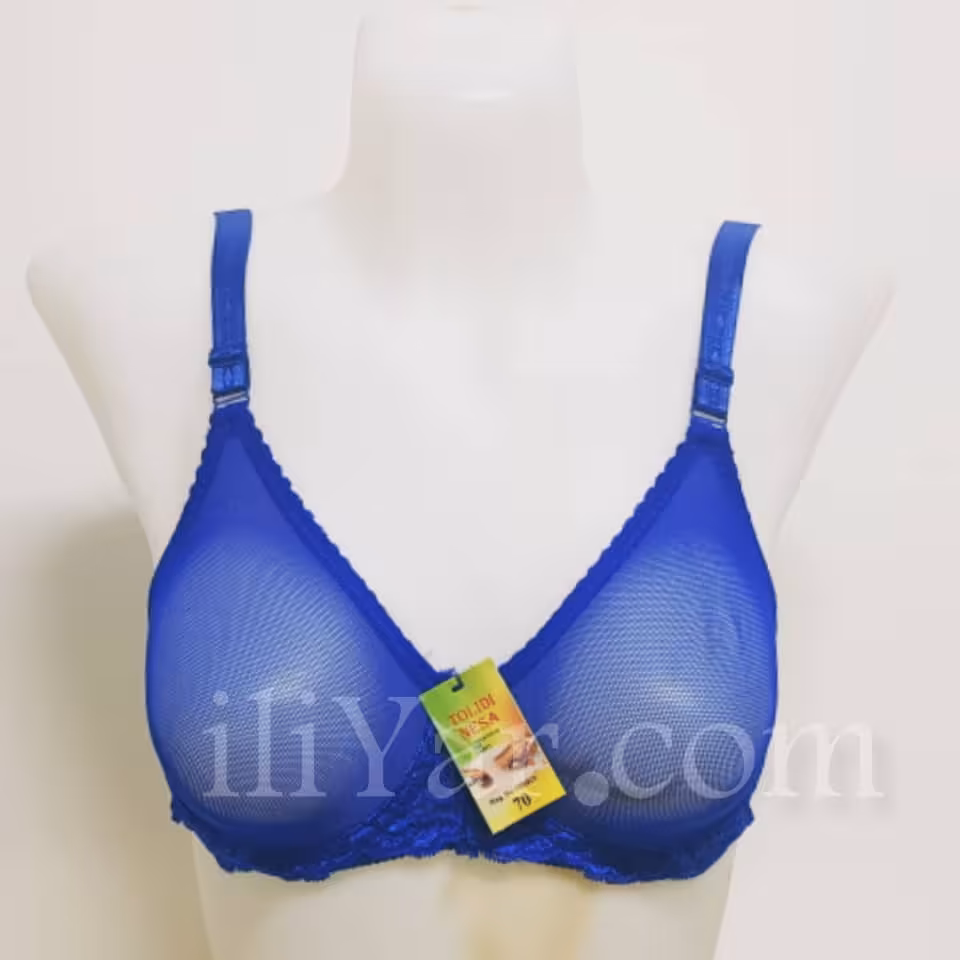 سوتین توری فنردار ساده - رنگ آبی