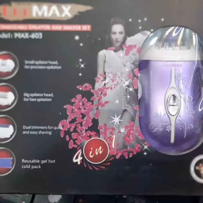 اپلیدی و مو کن بدن مارک لی مکس LEE MAX  مدل 603 برقی و شارژی برای همه جای بدن سه کاره دارای سه  کله جدا از هم برای اپلید