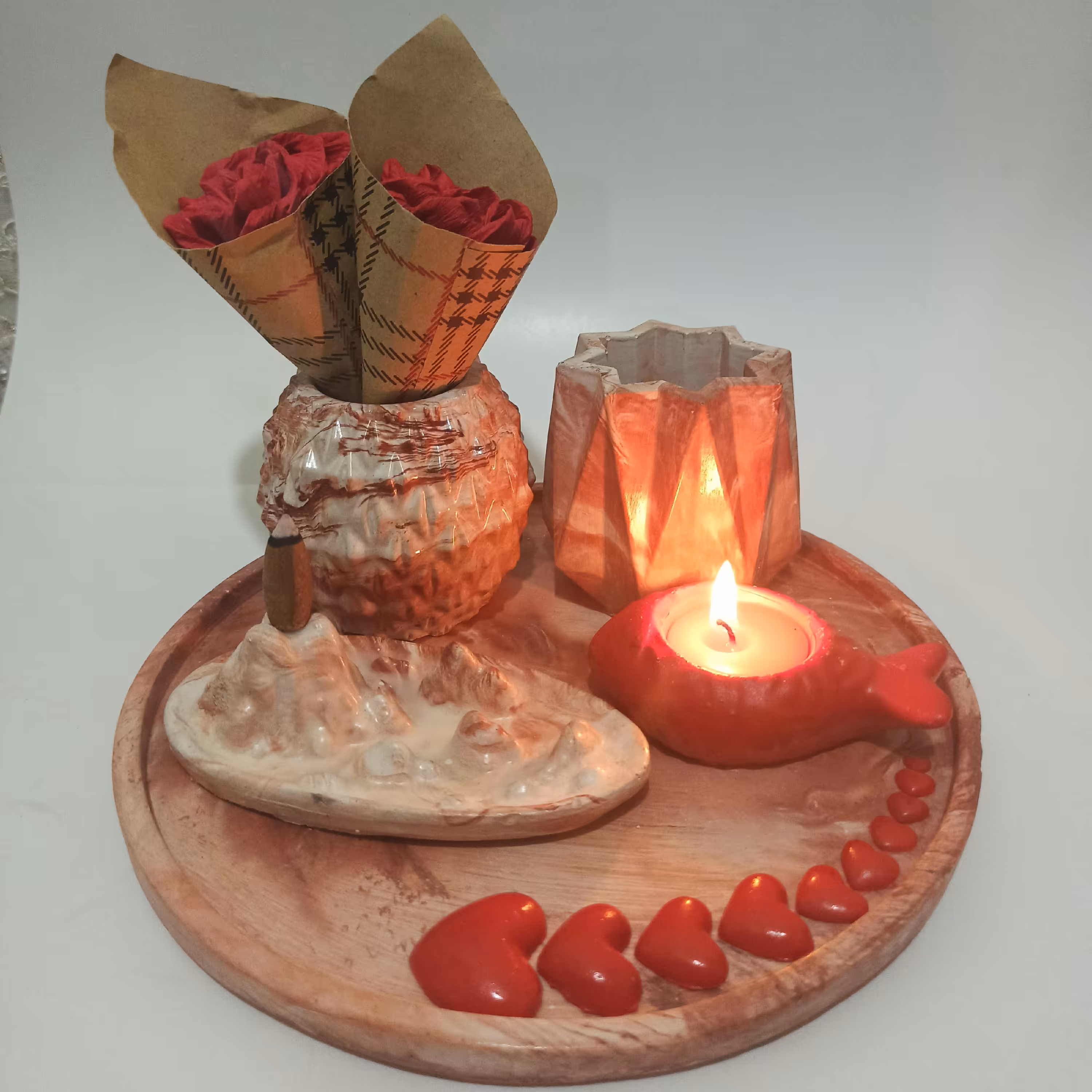 ست اکسسوری سنگی قلب جاشمعی جاعودی