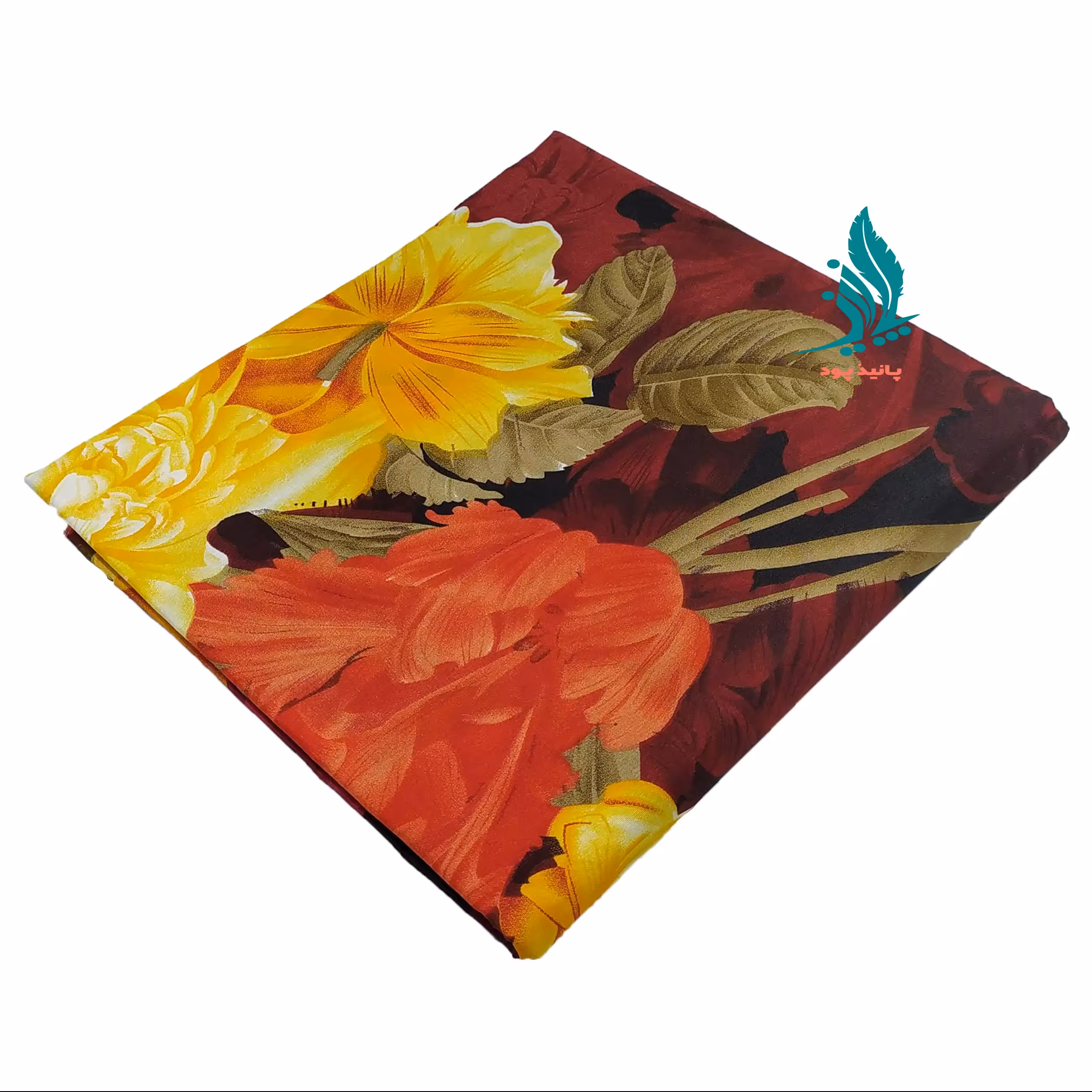 پارچه ملحفه ای طرح گل آتشی عرض 240 سانتی متر