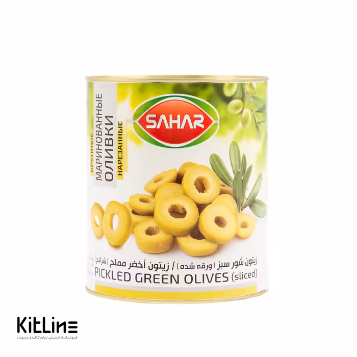 کنسرو زیتون سبز اسلایس سحر 3 کیلوگرمی