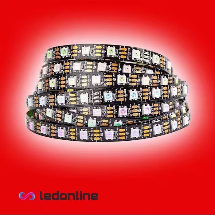 ال ای دی نواری WS2812 تراکم 60RGB فول کالر  با روکش