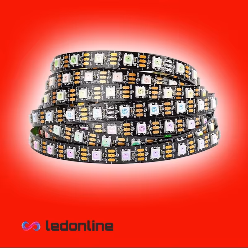 ال ای دی نواری WS2812 تراکم 60RGB فول کالر  با روکش