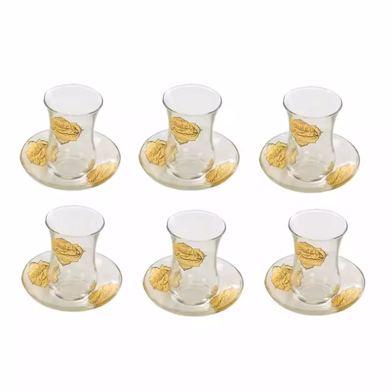 102632-ست استکان و نعلبکی کمرباریک یا اباعبدالله الحسین ع-6تایی-12پارچه-طرح ستاره ای