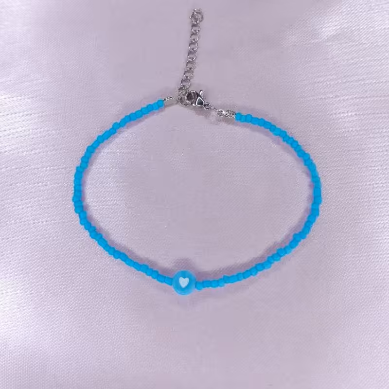 دستبند ست منجوقی آبی صدفی قلب