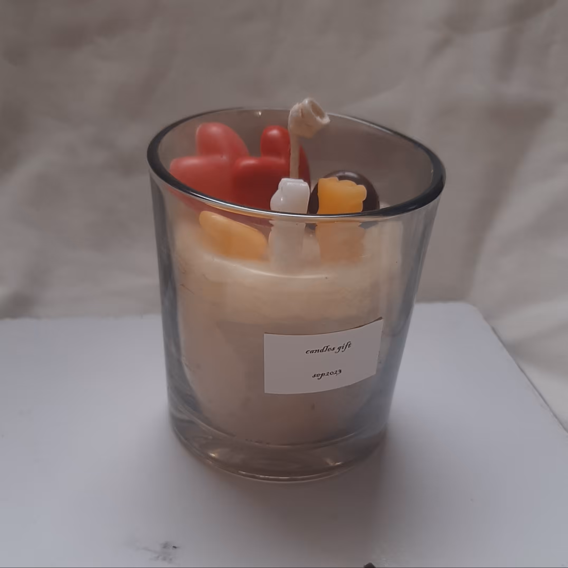 شمع جار  قلب با لیوان شامپاینی