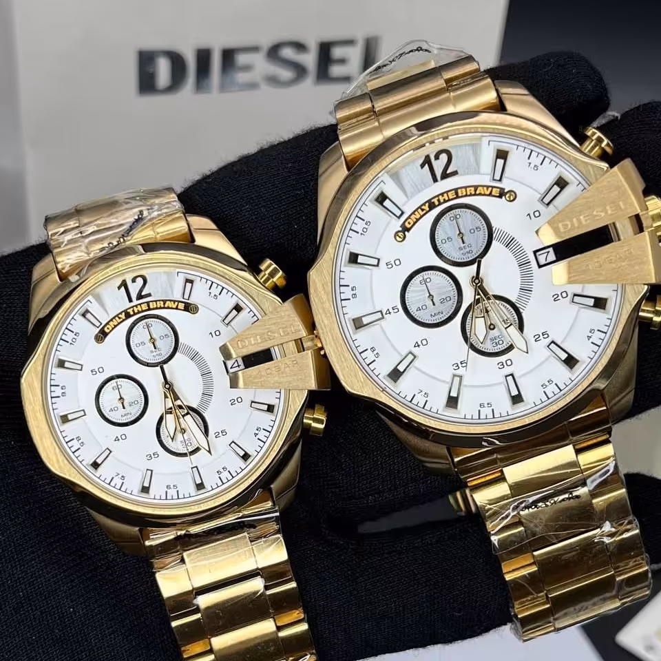 ساعت دیزل سه موتور فعال  زرد صفحه سفید لاکچری شیک جذاب کیفیت عالی موتور ژاپن اصلی کرنو گراف مخصوص مهمانی کادویی  رنگثابت