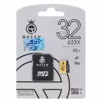کارت حافظه microSDHC کوئین تک مدل 633X کلاس 10 U3 سرعت 95MB/s و ظرفیت 32گیگابایت به همراه آداپتور SD