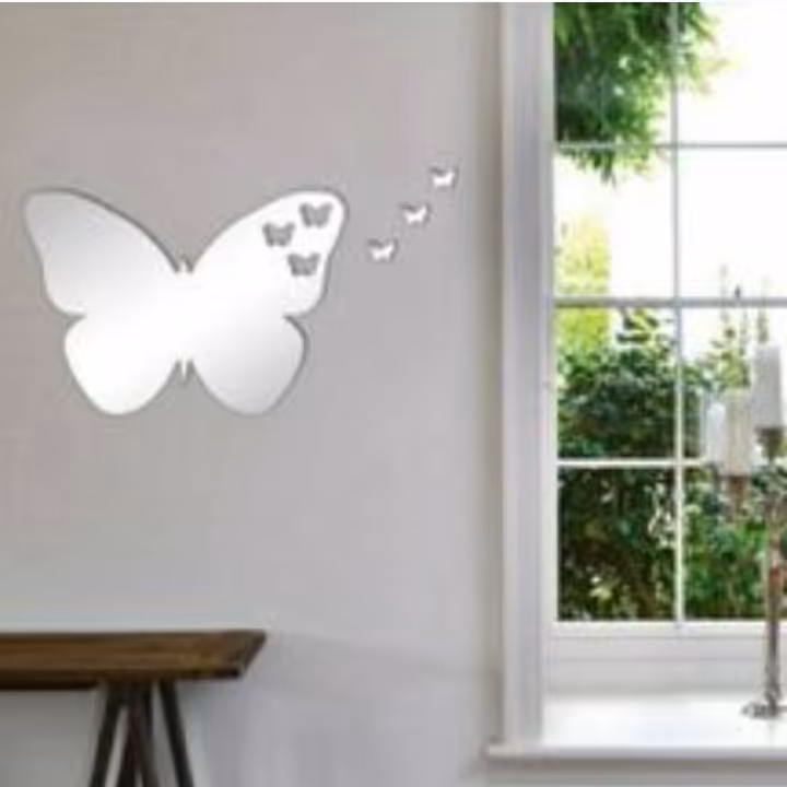 آینه دکوراتیو مولتی استایل ،طرح پروانه و قلب، در دو رنگ طلایی و نقره ای، سایز 40 سانت