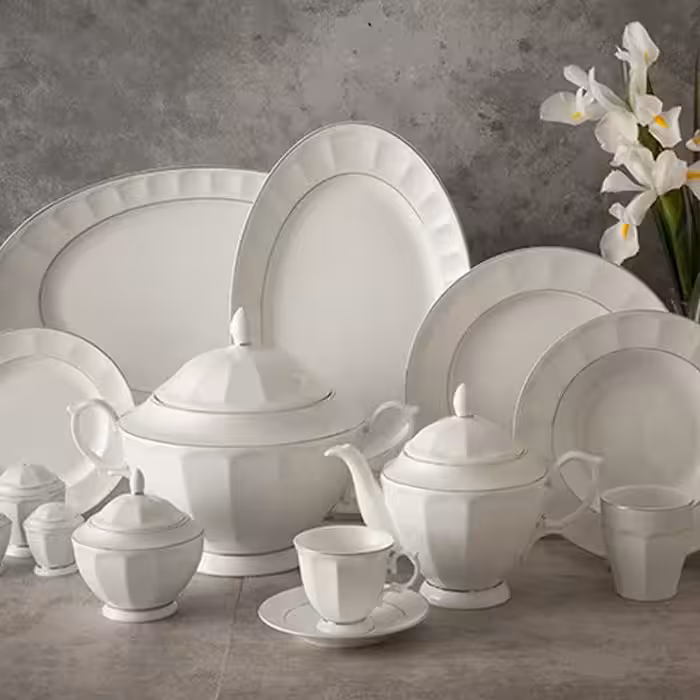 سرویس چینی زرین 12 نفره طرح دلسا قالب نئوکلاسیک 103 پارچه