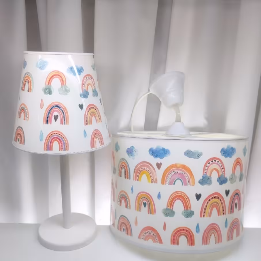 ست لوستر و اباژور اتاق کودک طرح رنگین کمان