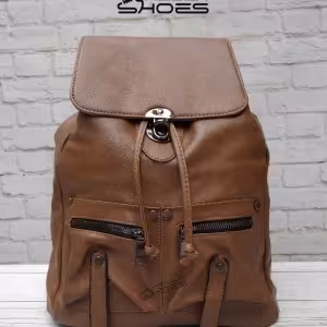 کوله پشتی چرم دو جیب و سگک آجری