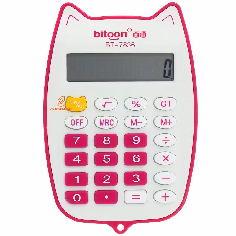ماشین حساب فانتزی 12 رقمی 7836 طرح گربه سرخابی BITOON