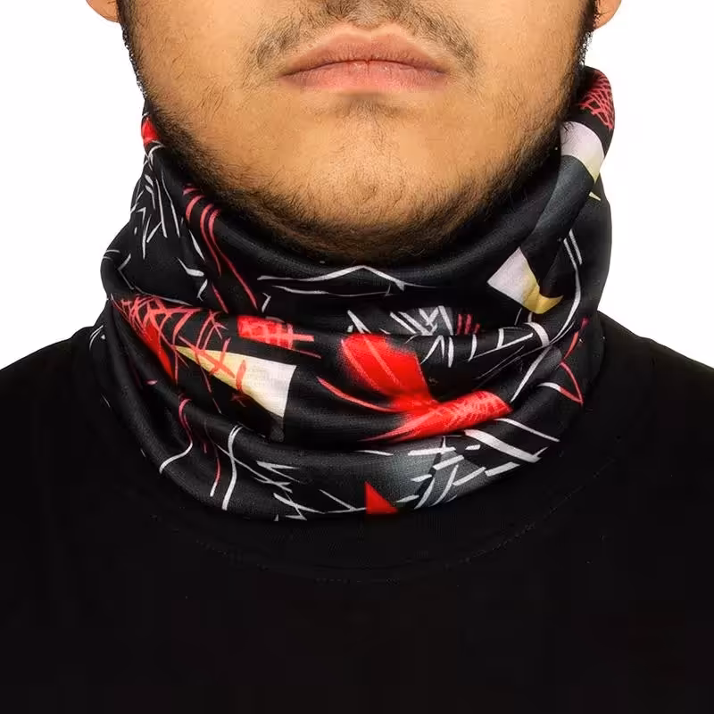 دستمال سر و گردن کوهنوردی اسکارف زمستانی خزدار YRI | قرمز/مشکی