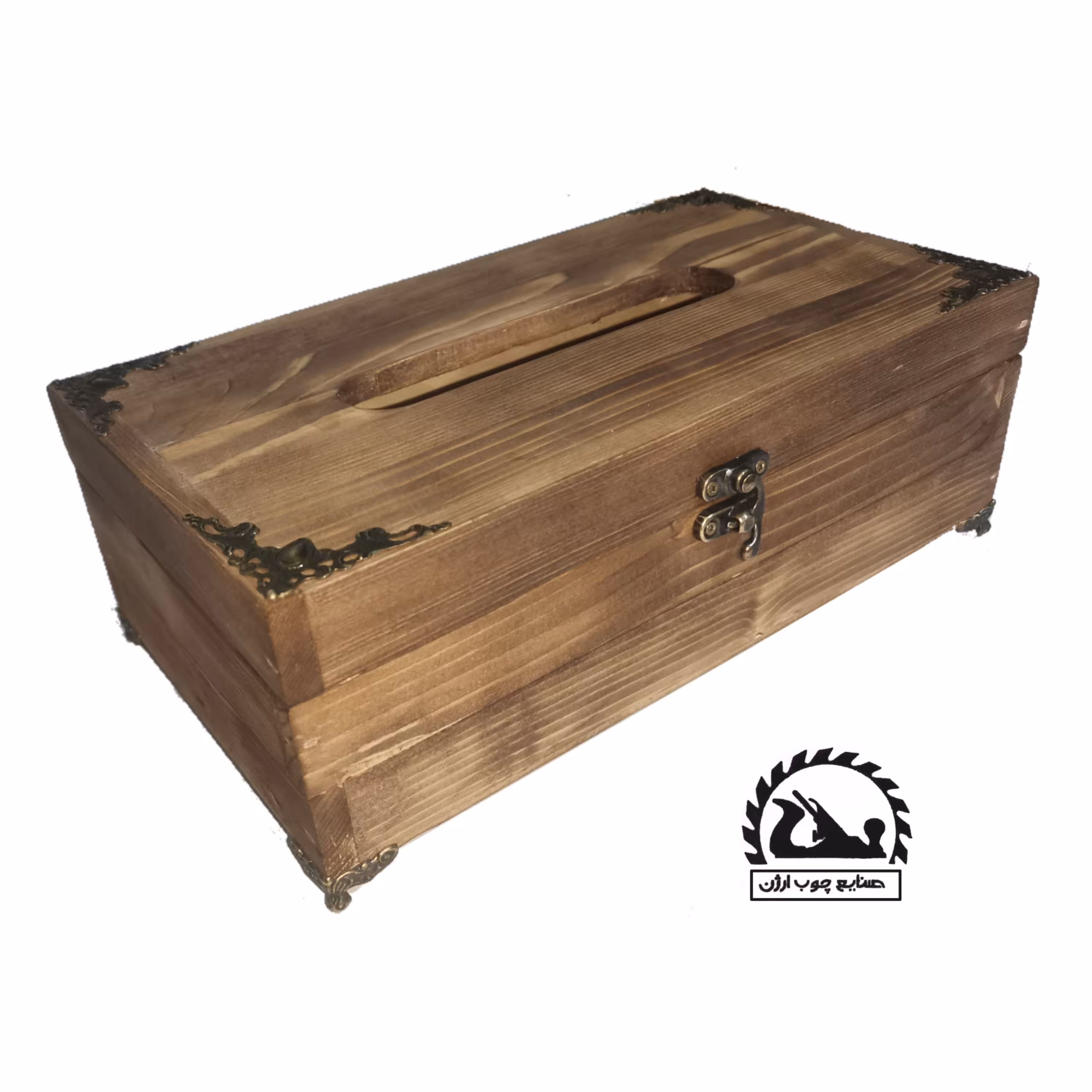 جا دستمال کاغذی چوبی قهوه ای