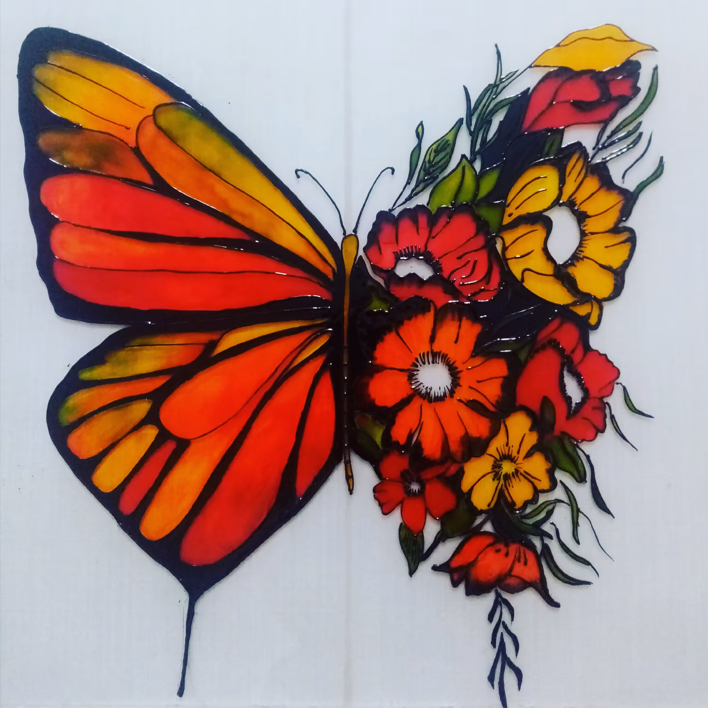 تابلوی ویترای طرح پروانه 