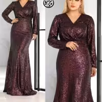 پیراهن شب زنانه پولکی استر کشی شده مدل ماکسی مجلسی مزوندوز سیبل