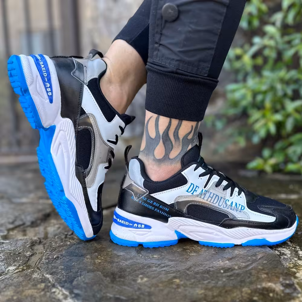  کتانی مردانه مشکی آبی کد 13306