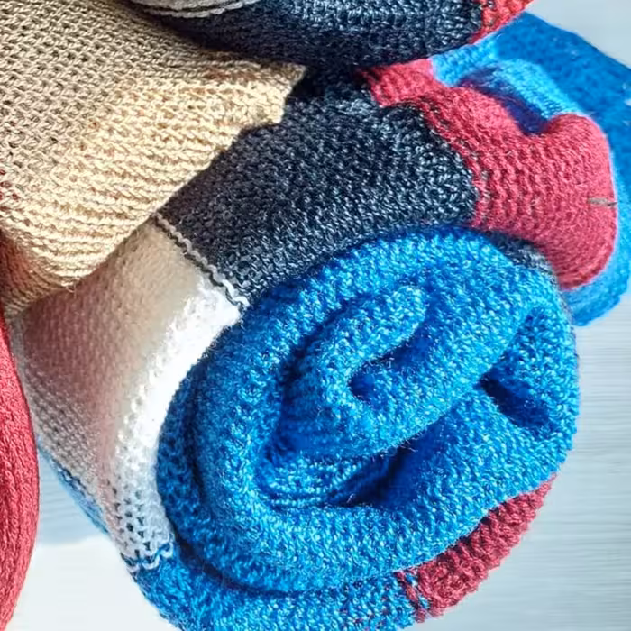 شال بافت قواره دار دوسر راه راه رنگ آبی نفتی