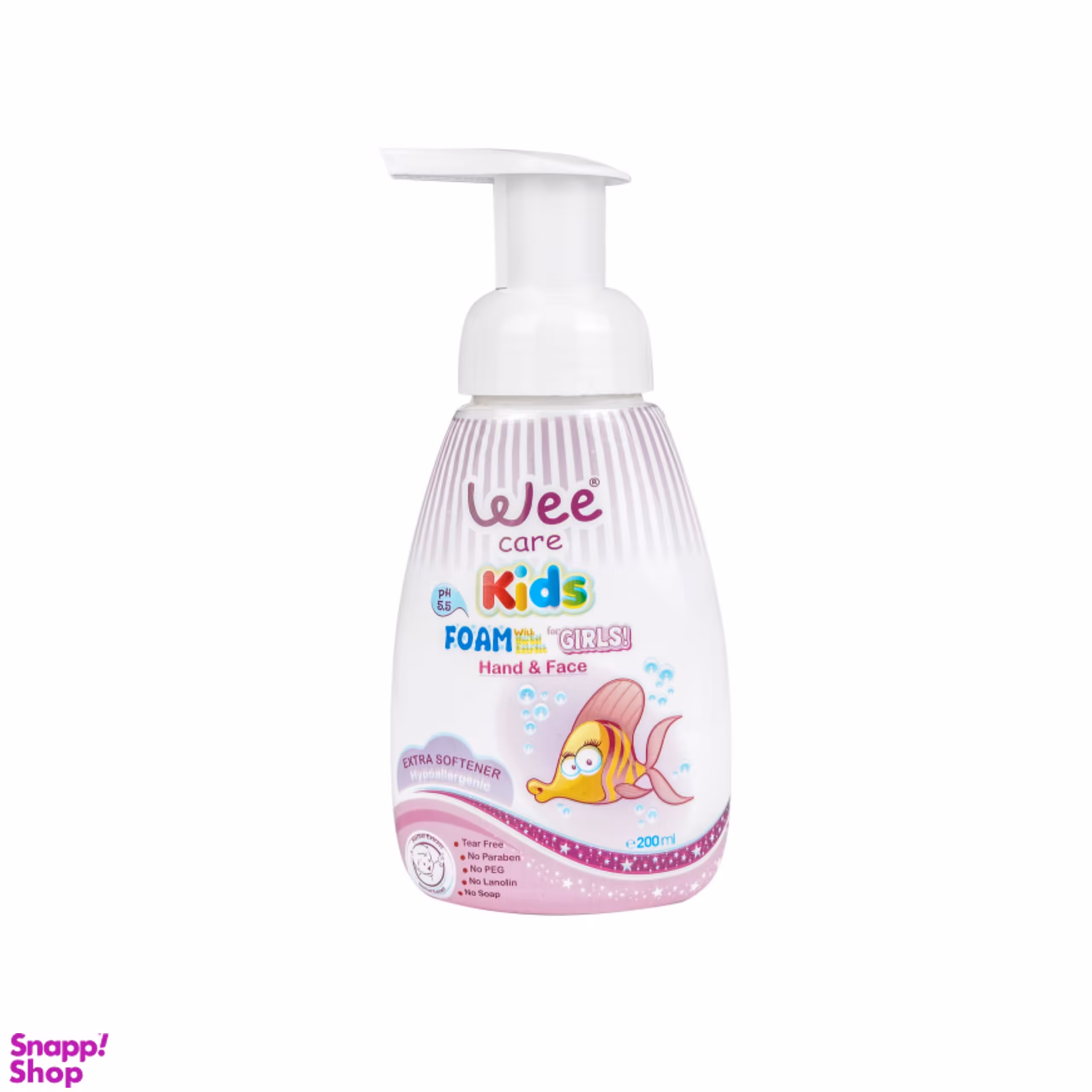 فوم شستشوی دست و صورت کودک وی کر (Wee care) ویژه دختران حجم 200 میلی لیتر