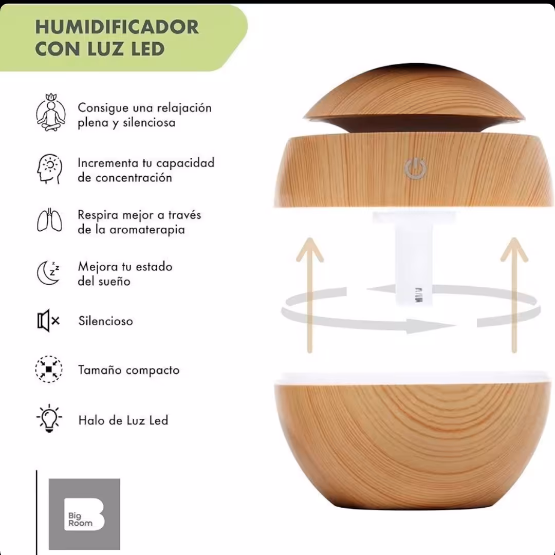 دستگاه بخور سرد و رطوبت ساز طرح چوب دارای LED rgb