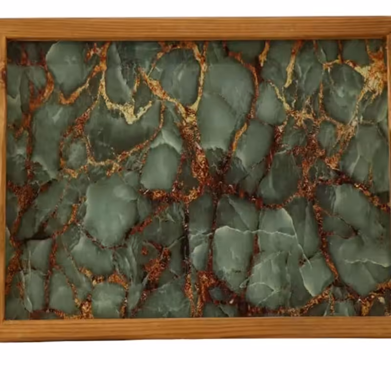 سینی چوبی داخل شیشه ای قابل شستشو 