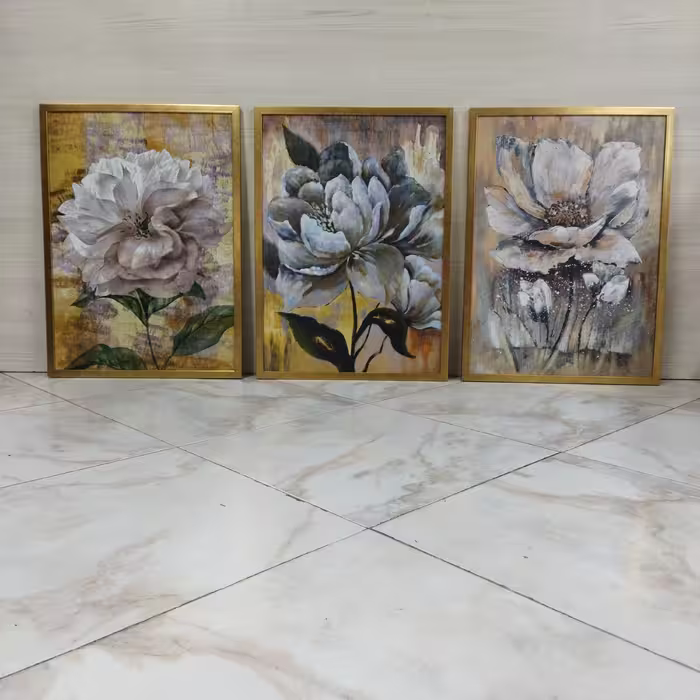 تابلو دکوراتیو طرح گل 3تیکه سایز 35در50