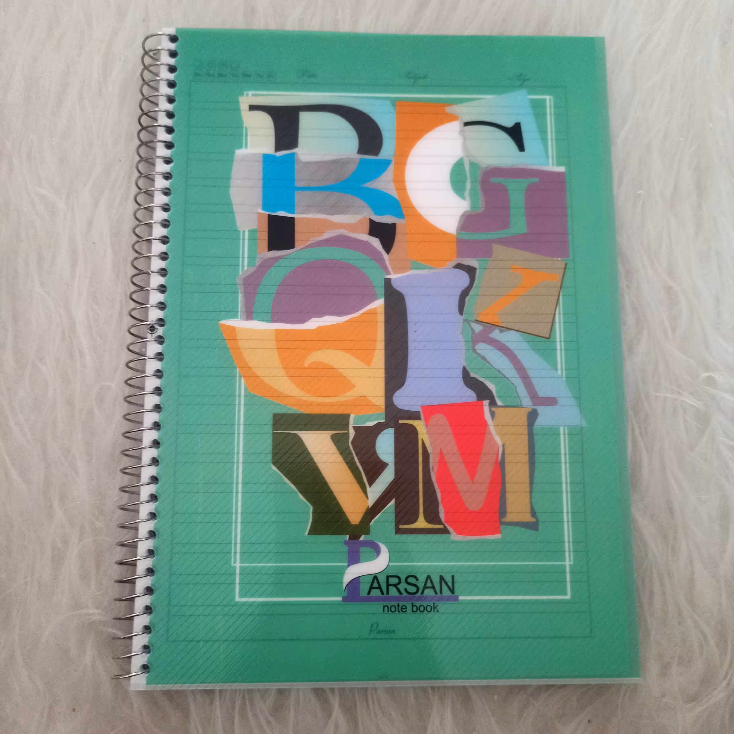 دفتر زبان، دو خط،  جلد طلقی،  سایز 23*17، سیمی،  طرح2