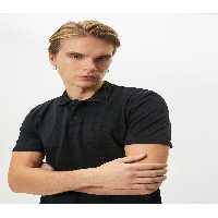 تی شرت یقه پولو مشکی مردانه دکمه کوتاه آستین یاکا T Koton