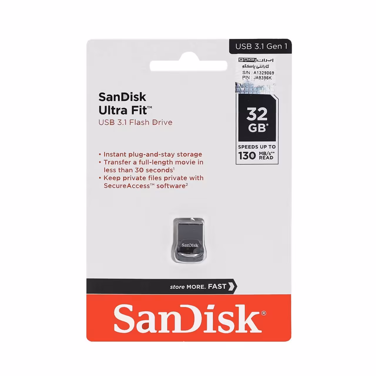 Sandisk Ultra Fit USB3.1 Flash memory -32GB(گارانتی ایران رهجو)