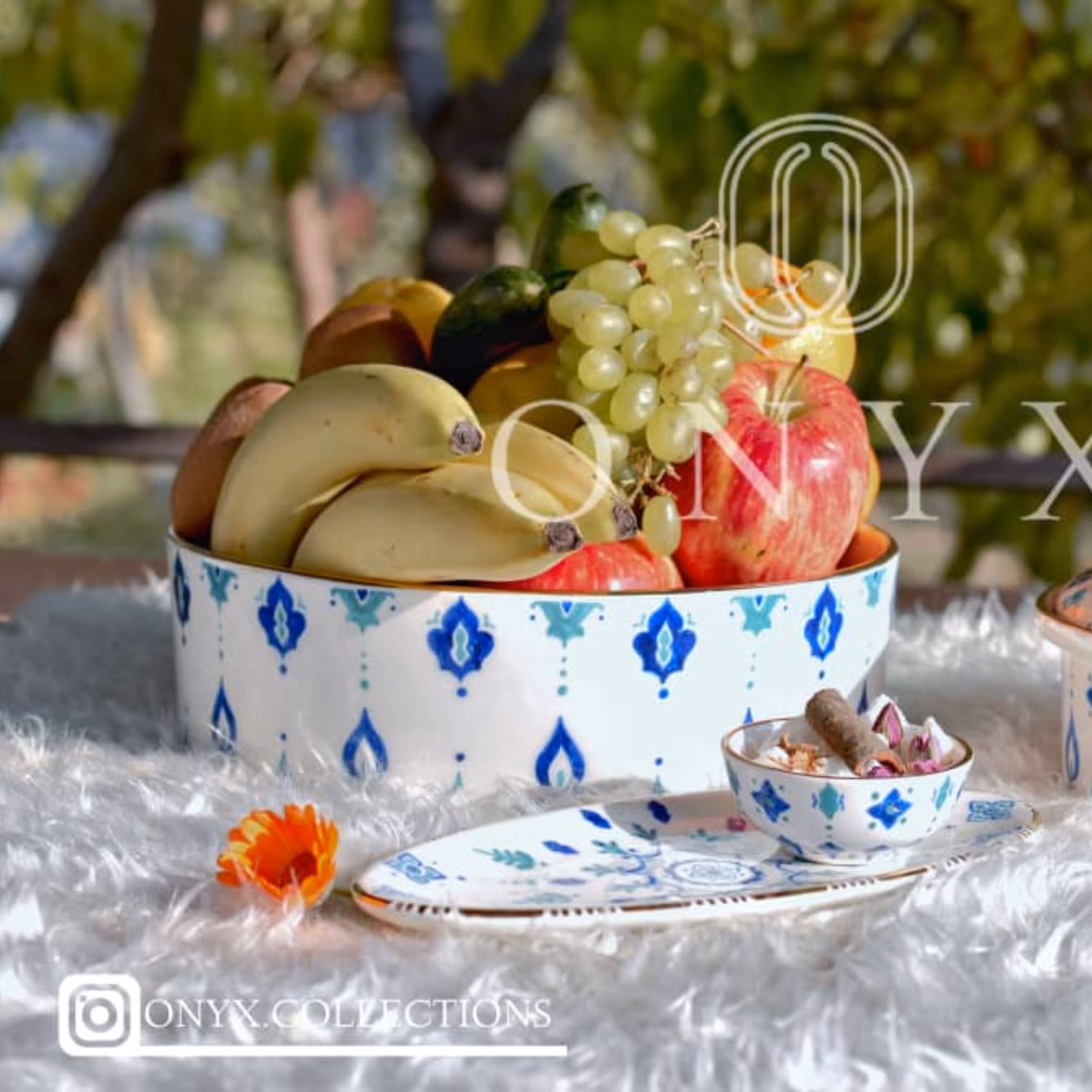 پیاله و دیس ترشی خوری سرامیکی لبه طلا