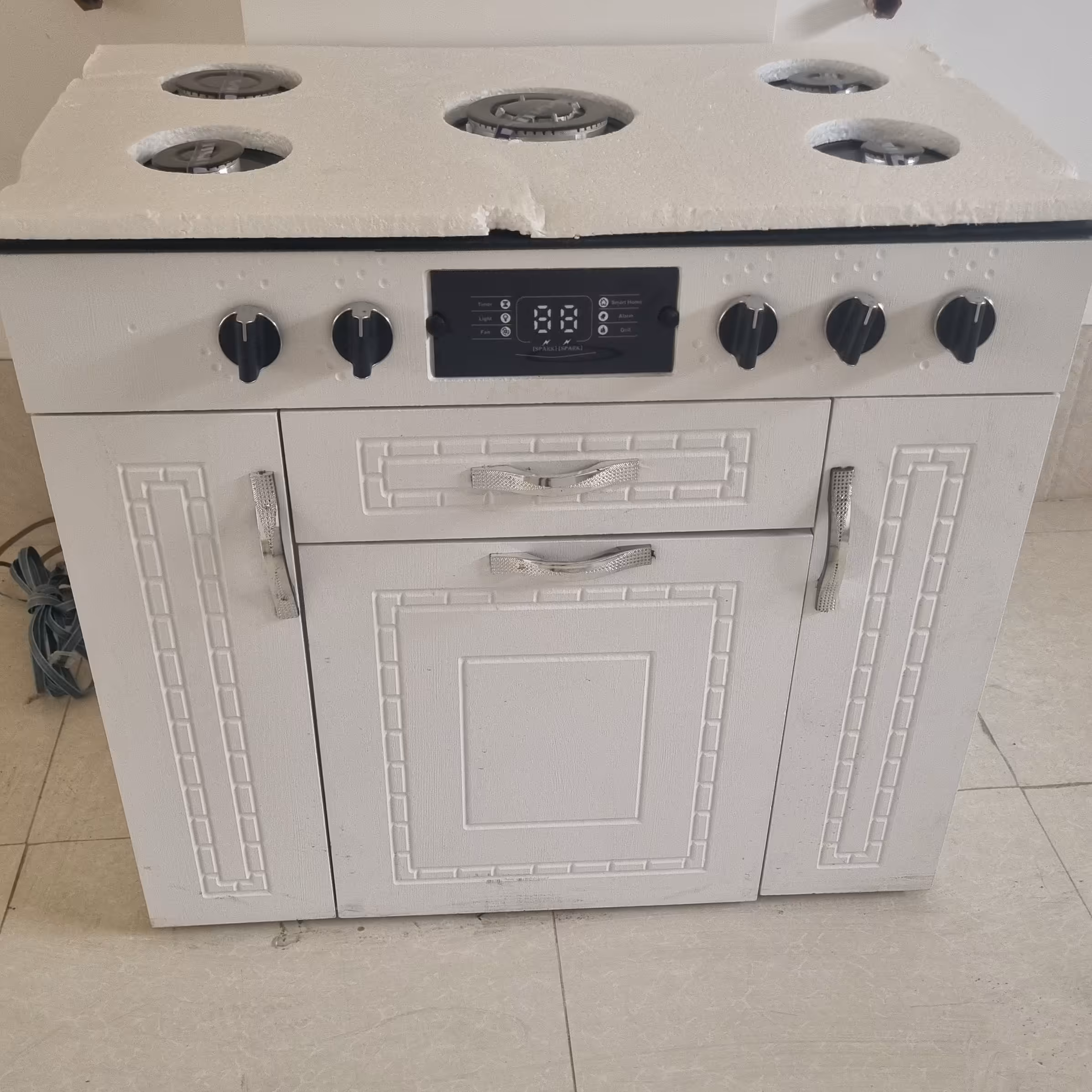 اجاق گاز چوبی طرح فر صفحه شیشه 5 شعله  ارسال با باربری پس کرایه