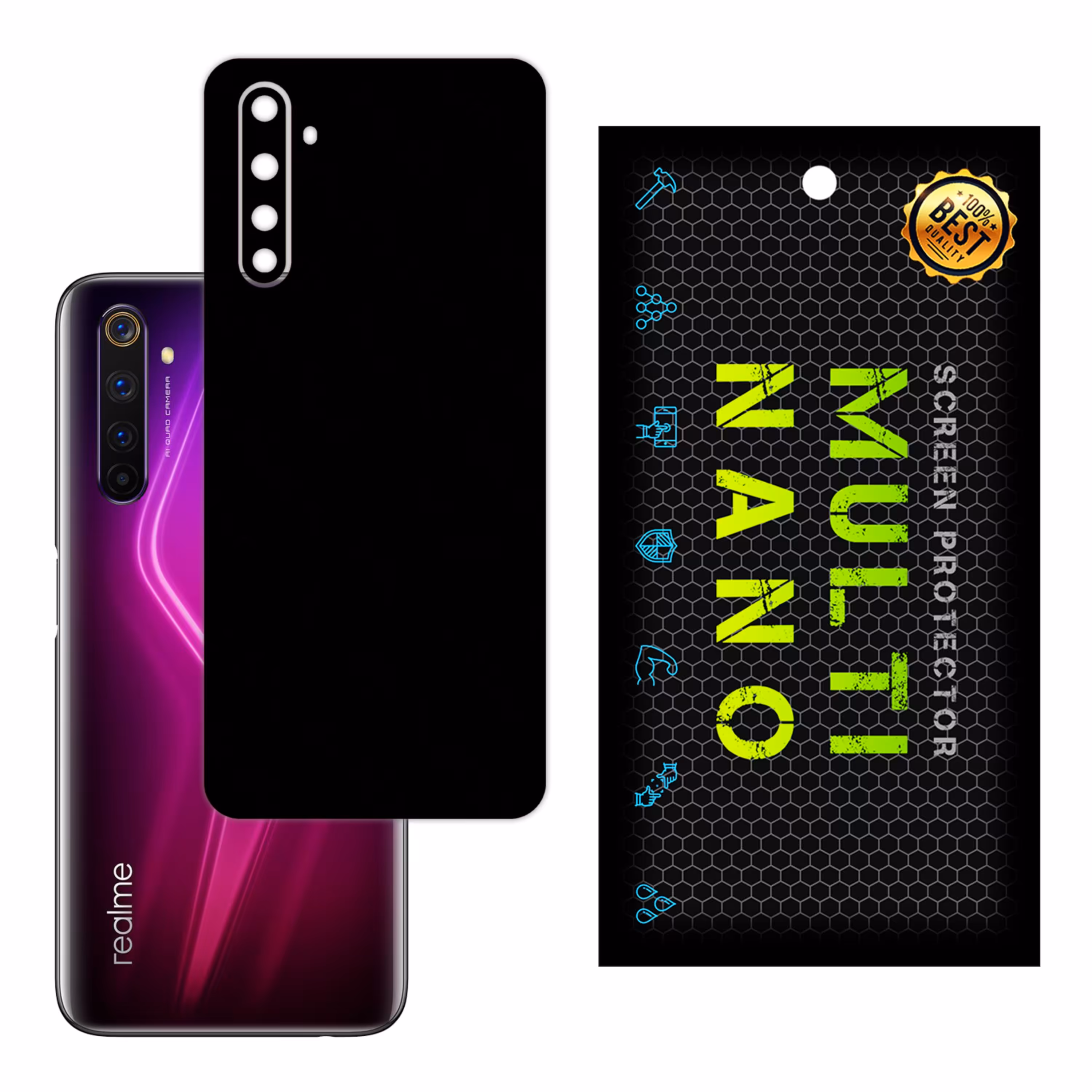 برچسب پوششی MultiNano مدل X-F1M-Black برای پشت موبایل  ریلمی 6 Pro 