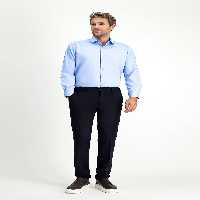 پیراهن / بلوز دکمه دار آبی مردانه پنبه کلاسیک آستین بلند Kiğılı