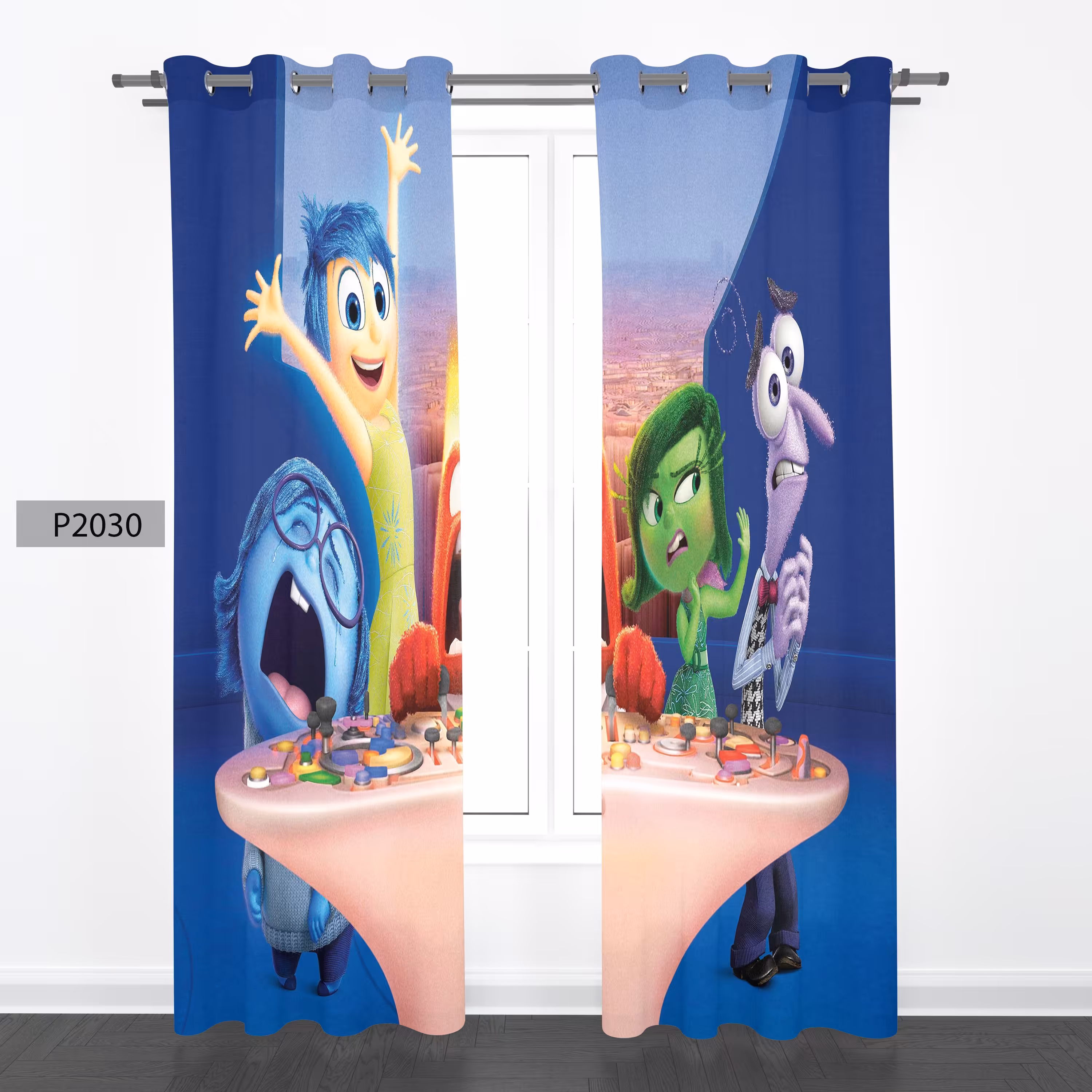 پرده هازان چاپی دوقواره دوخته شده پانچ شده هر قواره عرض 140ارتفاع 190 کد2030