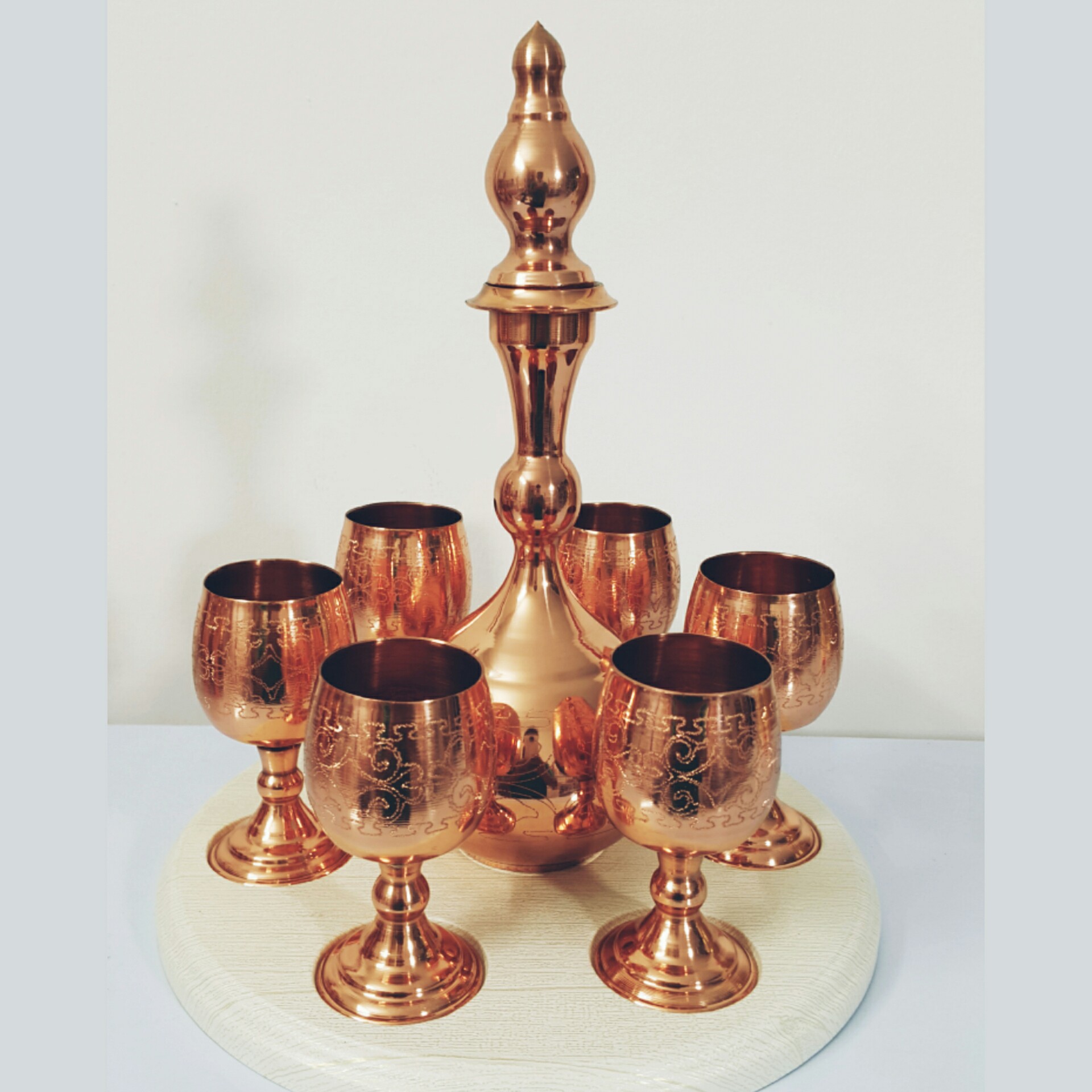 ست تنگ و 6 عدد گلاسه کوچک (نانو شده) با استند چوبی با کیفیت عالی