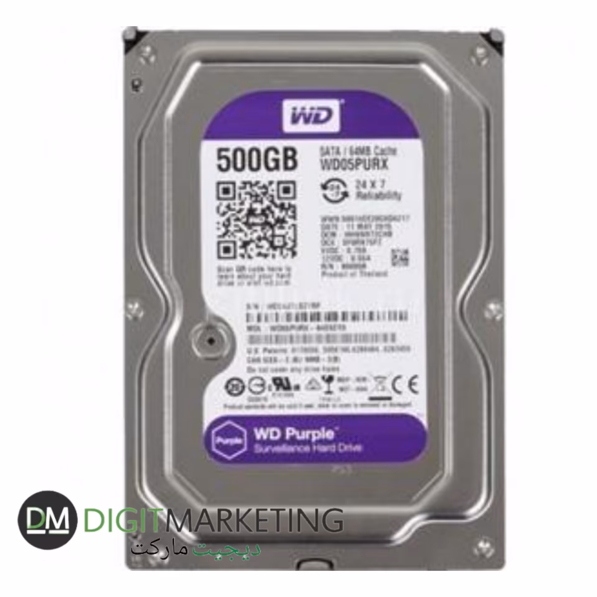 هارد  اینترنال وسترن دیجیتال بنفش 500 گیگ Western digital purple دارای گارانتی یک ساله 