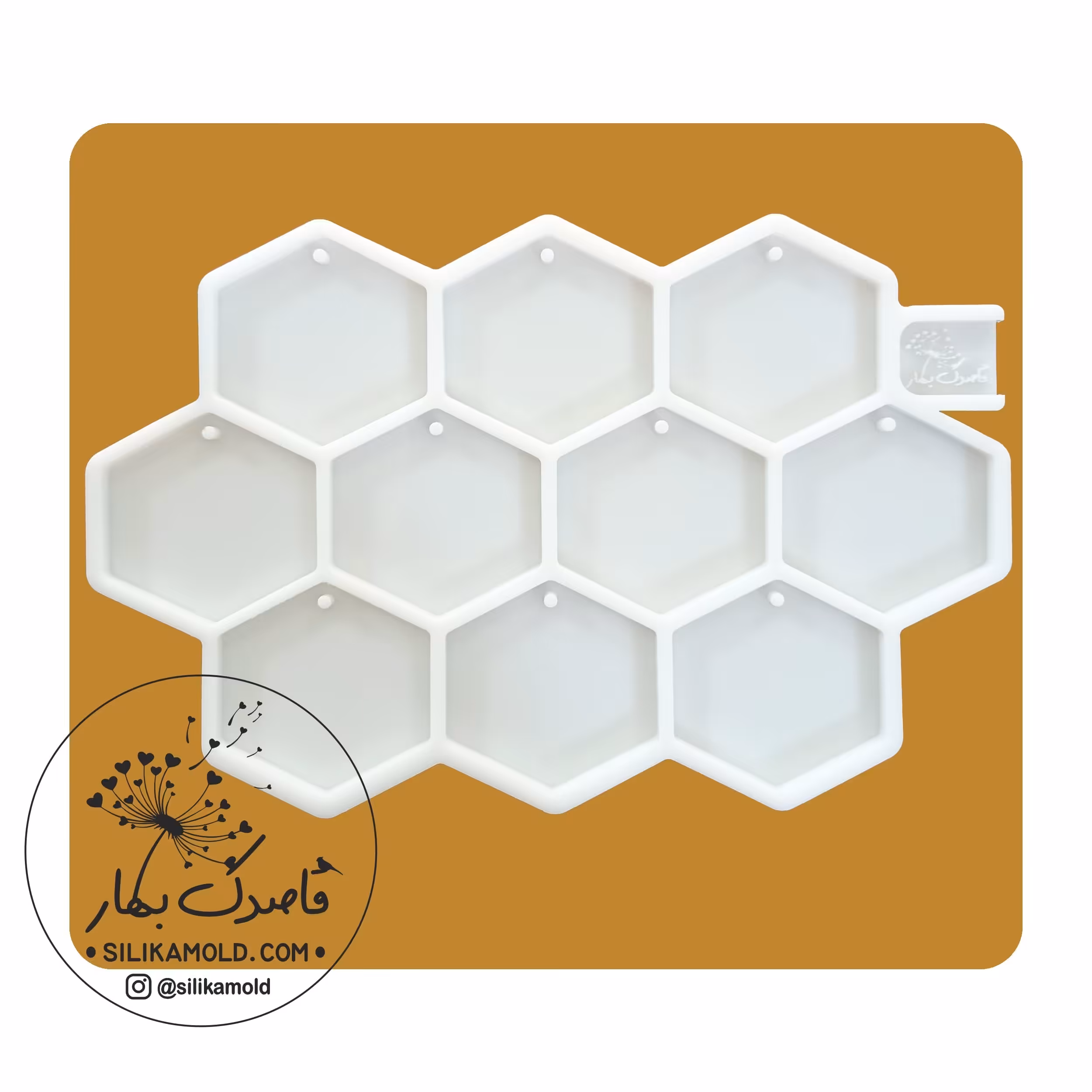 قالب سیلیکونی رزین 10 تایی طرح 6 ضلعی پین دار قطر 5 سانتی متر