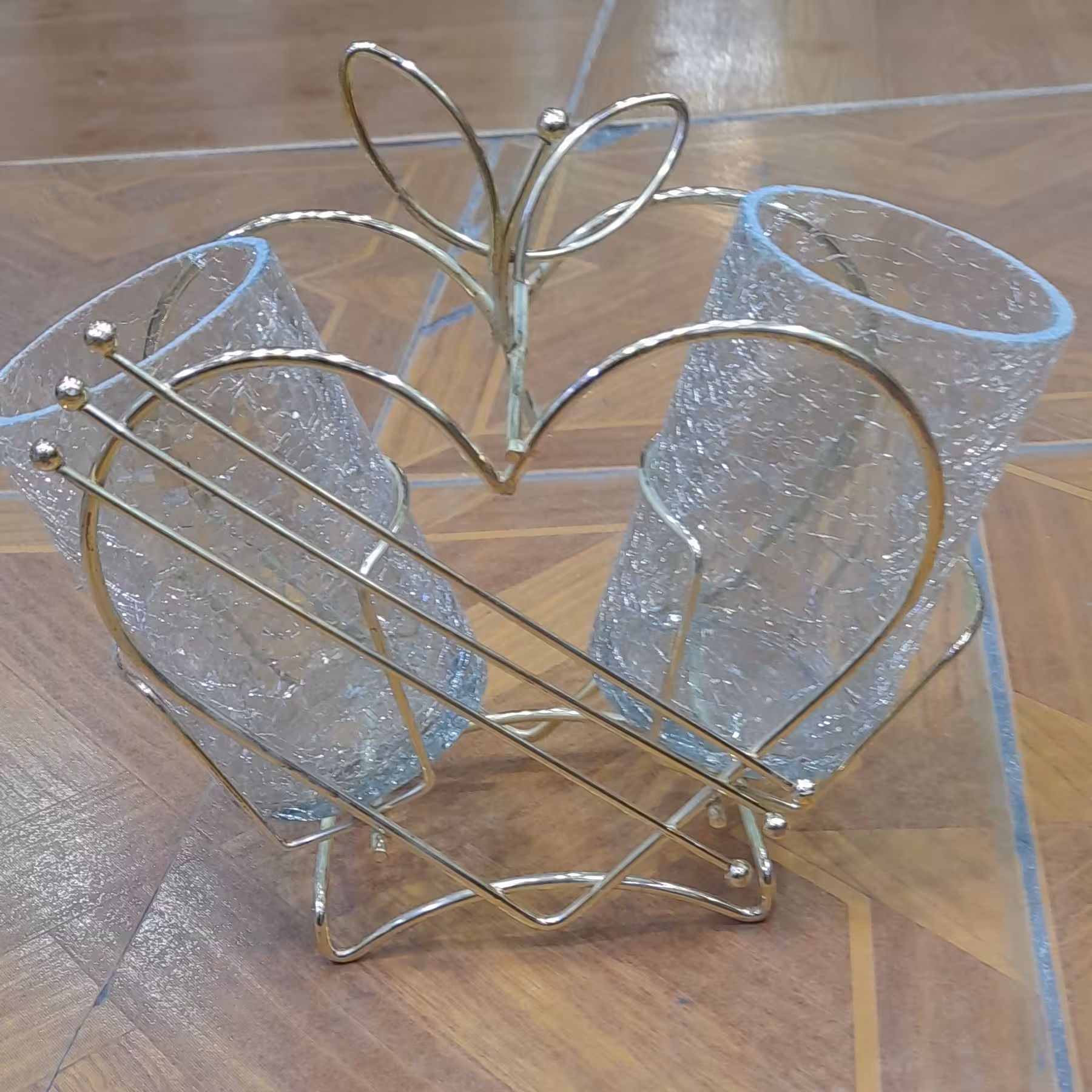 جاقاشقی و جا کارد چنگال طرحدار  فلزی طلایی  دوقلوه درجه یک جدید 