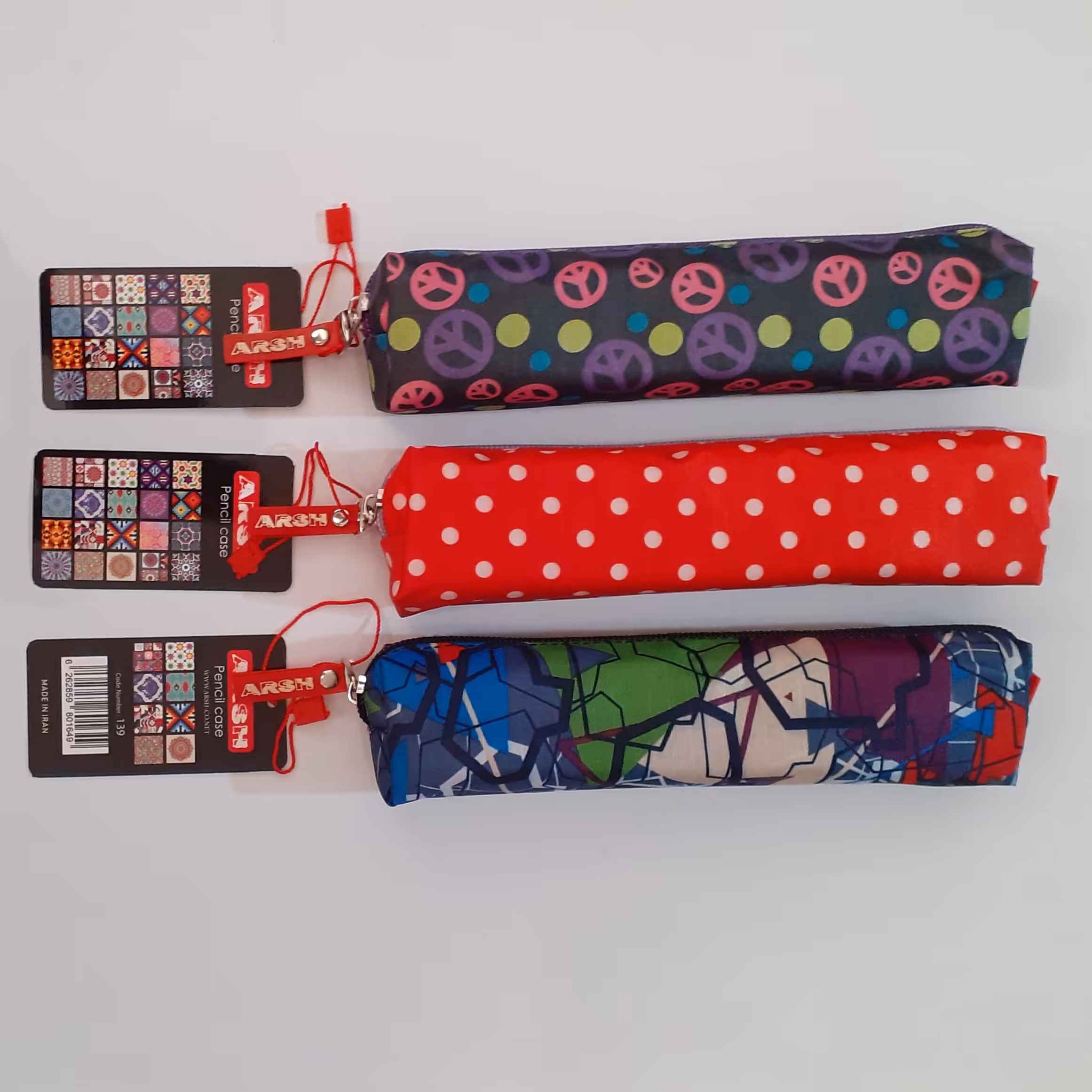 جامدادی تک زیپ عرش آستردوزی شده جنس برزنت در طرح های زیبا کیفیت عالی 