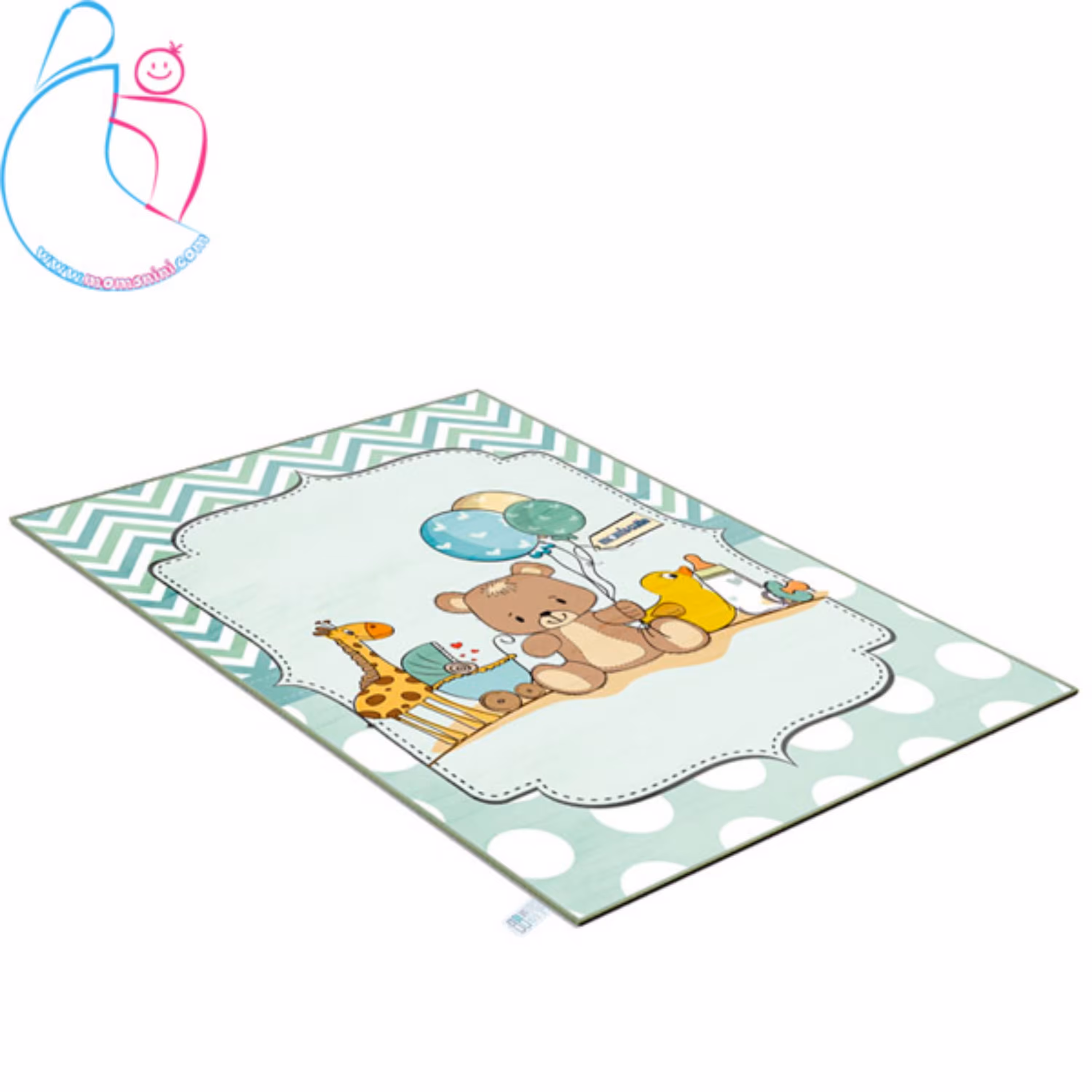 فرش فانتزی اتاق کودک طرح خرس و دریا  سبز