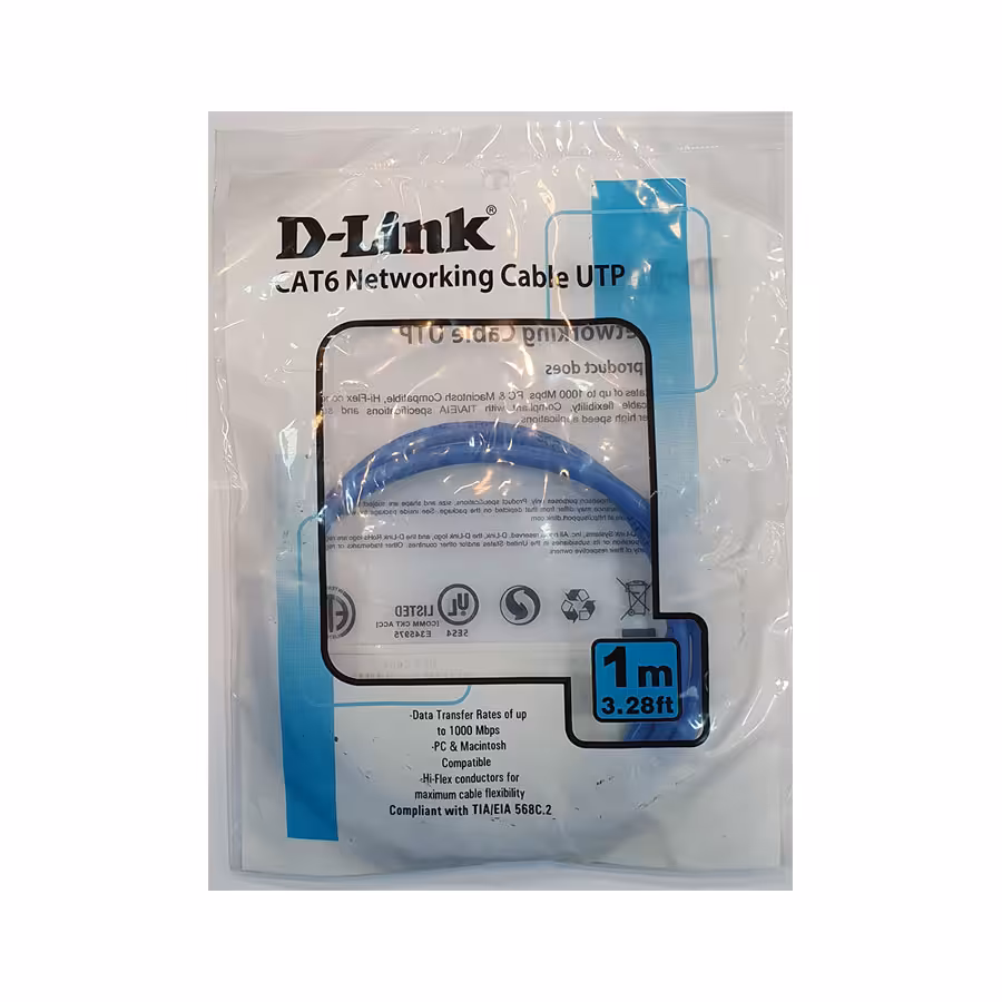 کابل شبکه  CAT6 دی لینک 1 متری مدل NCB-C6UBLUR1-1